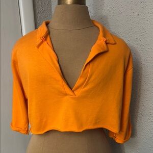 PrettyLittleThing PLT Shape Orange Sweat Crop 6 Gorpcore Athleisure Activewear